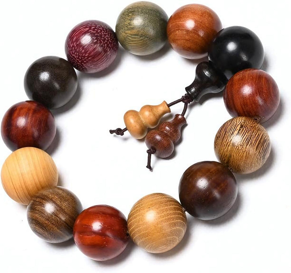 Handcrafted Wooden Bead Bracelet in Mixed Natural Wood Colors, Prayer Bracelet for Men or Women, 1 Piece