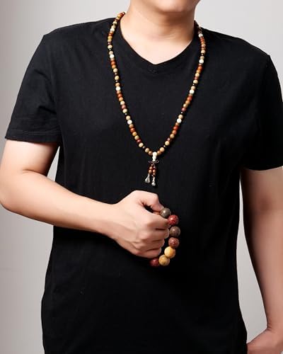 Handcrafted Wooden Bead Bracelet in Mixed Natural Wood Colors, Prayer Bracelet for Men or Women, 1 Piece