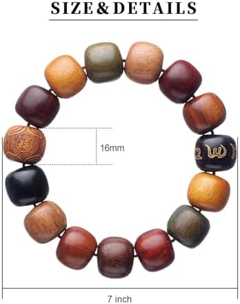 Handcrafted Wooden Bead Bracelet, Multi-Color Prayer Bracelet, 1 Piece