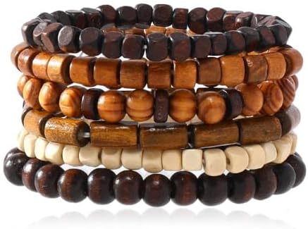 Multilayer Wooden Beaded Bracelet for Men and Women, Handmade Elastic Bracelet