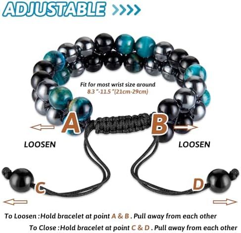 Tiger Eye Bracelets for Men Women, Triple Protection Bracelet