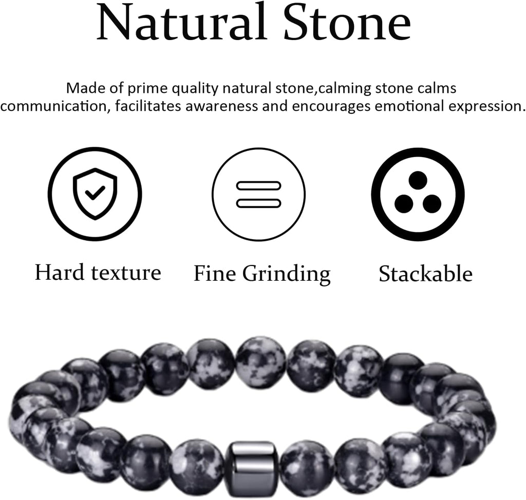 Tiger Eye Bracelet For Men 8MM Natural Stone Stretch Adjustable Black Crystal Beaded Bracelet for Men Women Gifts