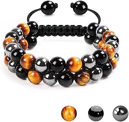 Tiger Eye Bracelets for Men Women, Triple Protection Bracelet