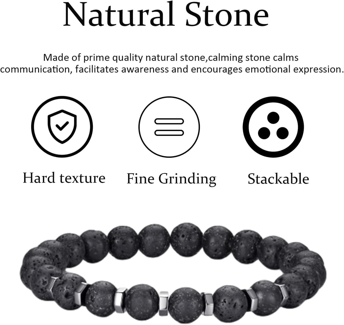 Tiger Eye Bracelet For Men 8MM Natural Stone Stretch Adjustable Black Crystal Beaded Bracelet for Men Women Gifts
