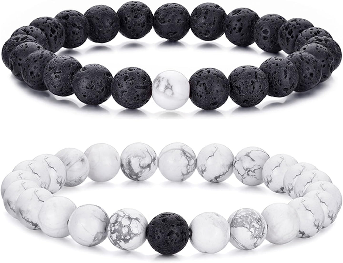 Tiger Eye Bracelet For Men 8MM Natural Stone Stretch Adjustable Black Crystal Beaded Bracelet for Men Women Gifts