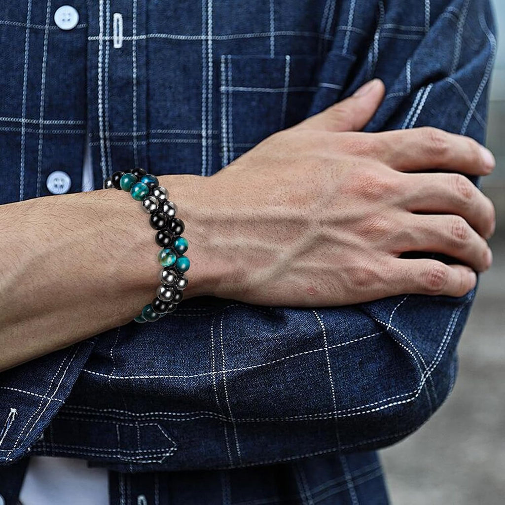 Tiger Eye Bracelets for Men Women, Triple Protection Bracelet