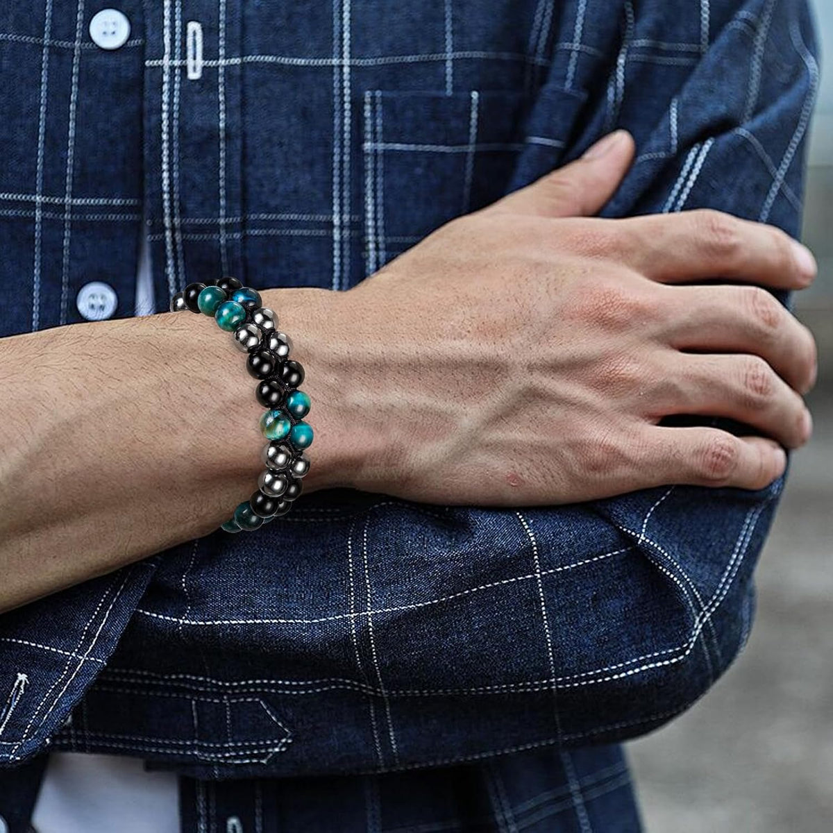 Tiger Eye Bracelets for Men Women, Triple Protection Bracelet