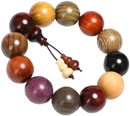 Handcrafted Wooden Bead Bracelet in Mixed Natural Wood Colors, Prayer Bracelet for Men or Women, 1 Piece