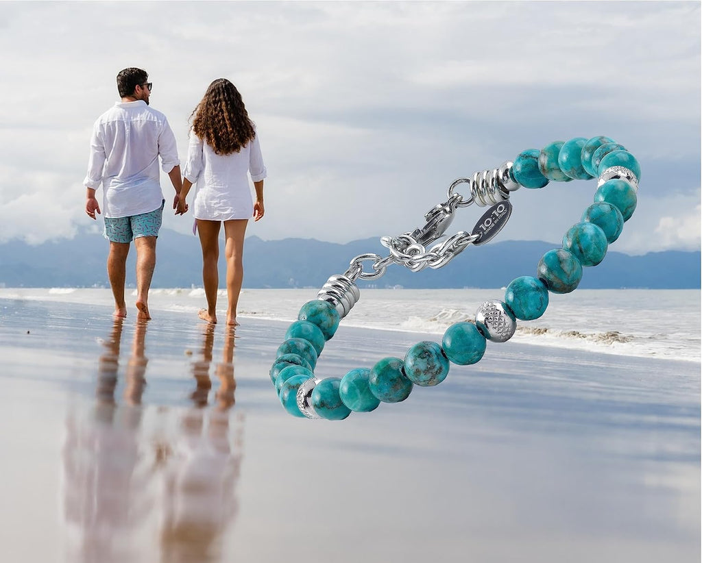 10:10 Beaded Bracelet For Men & Women, Natural Stone 6 MM Made In Italy