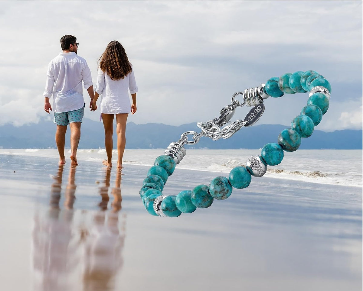 10:10 Beaded Bracelet For Men & Women, Natural Stone 6 MM Made In Italy