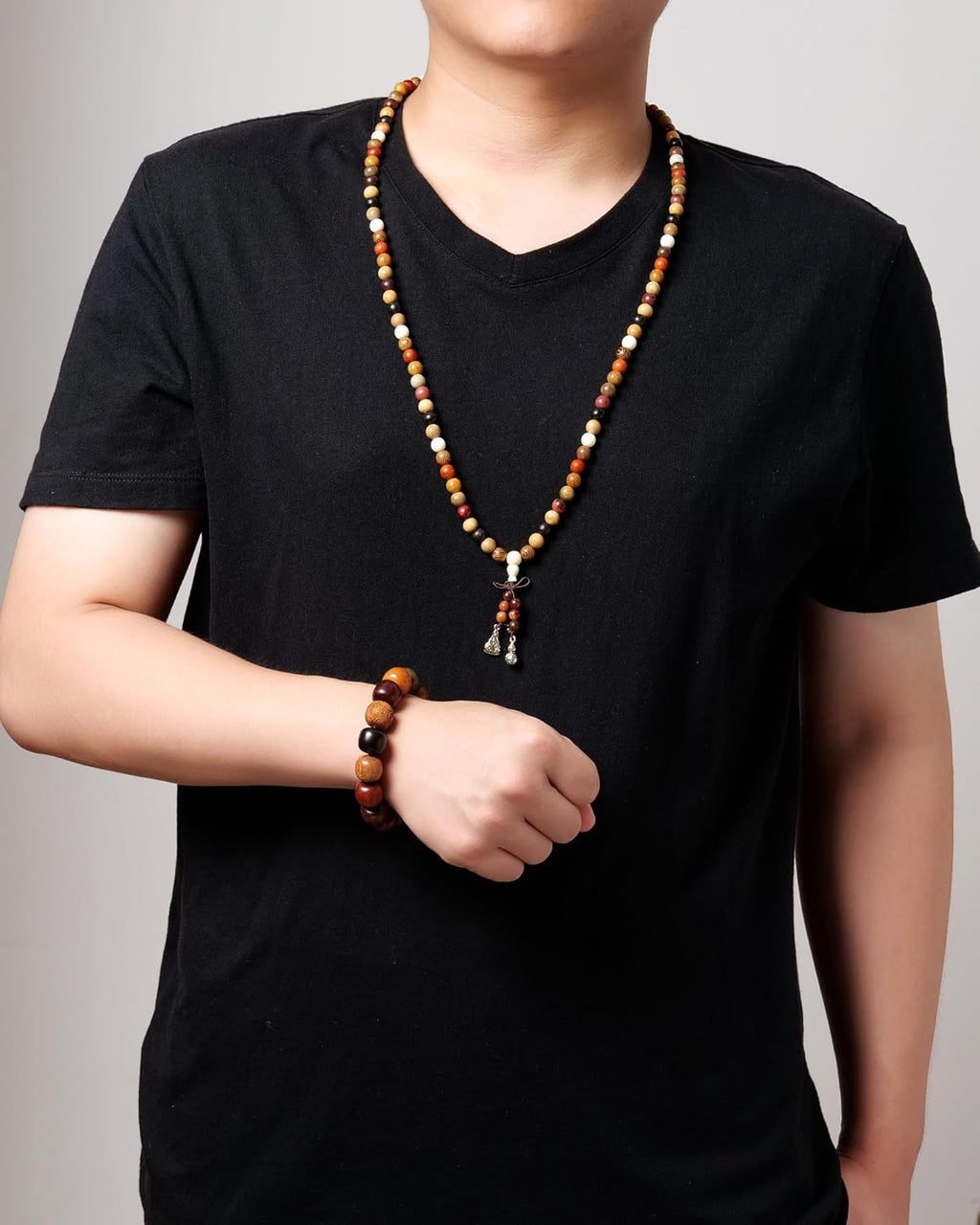 Handcrafted Wooden Bead Bracelet, Multi-Color Prayer Bracelet, 1 Piece