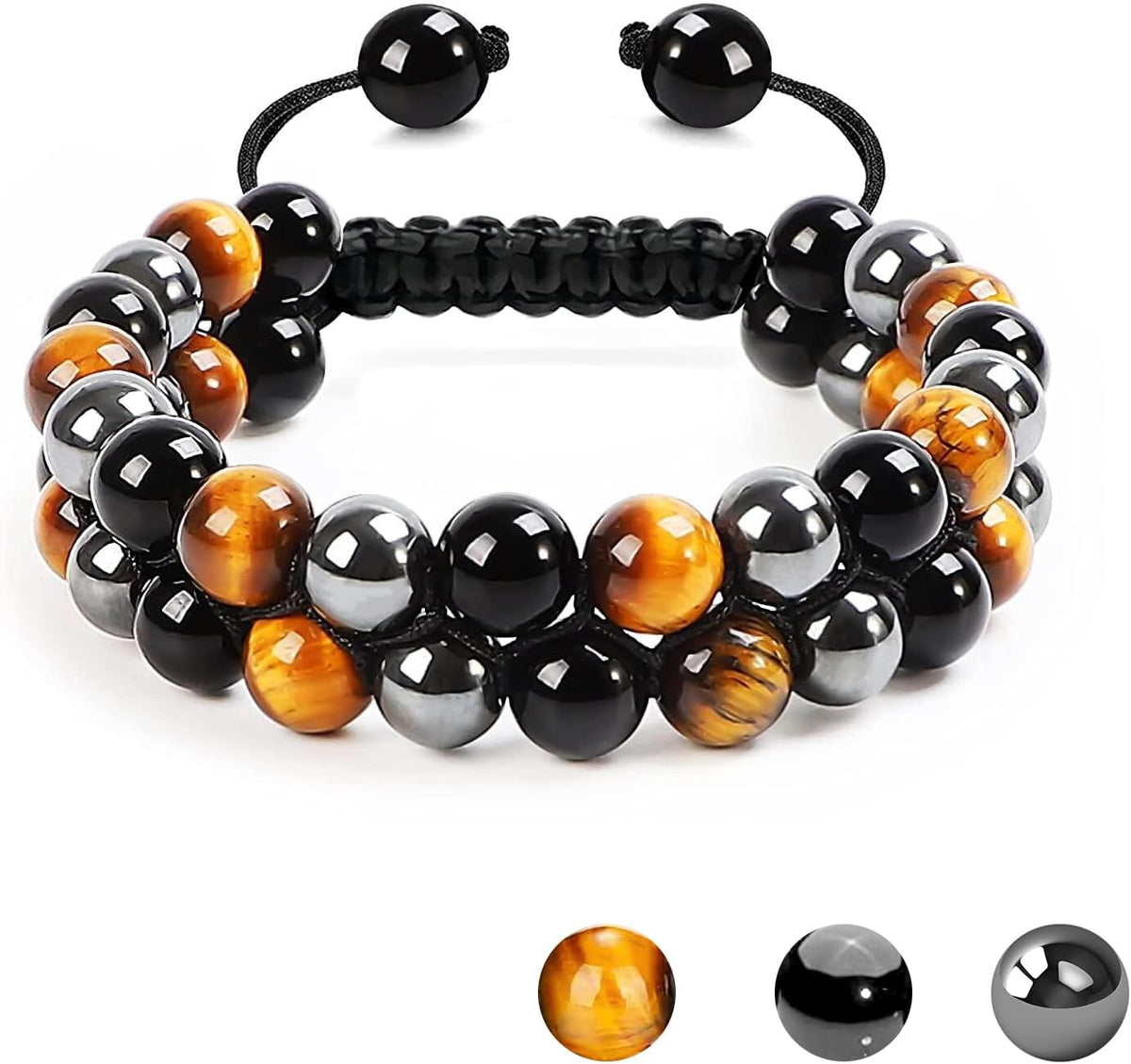 Tiger Eye Bracelets for Men Women, Triple Protection Bracelet