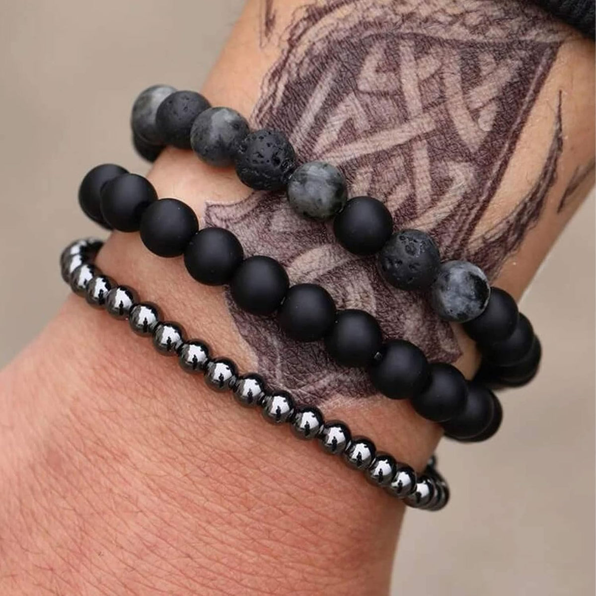 Tiger Eye Bracelet For Men 8MM Natural Stone Stretch Adjustable Black Crystal Beaded Bracelet for Men Women Gifts