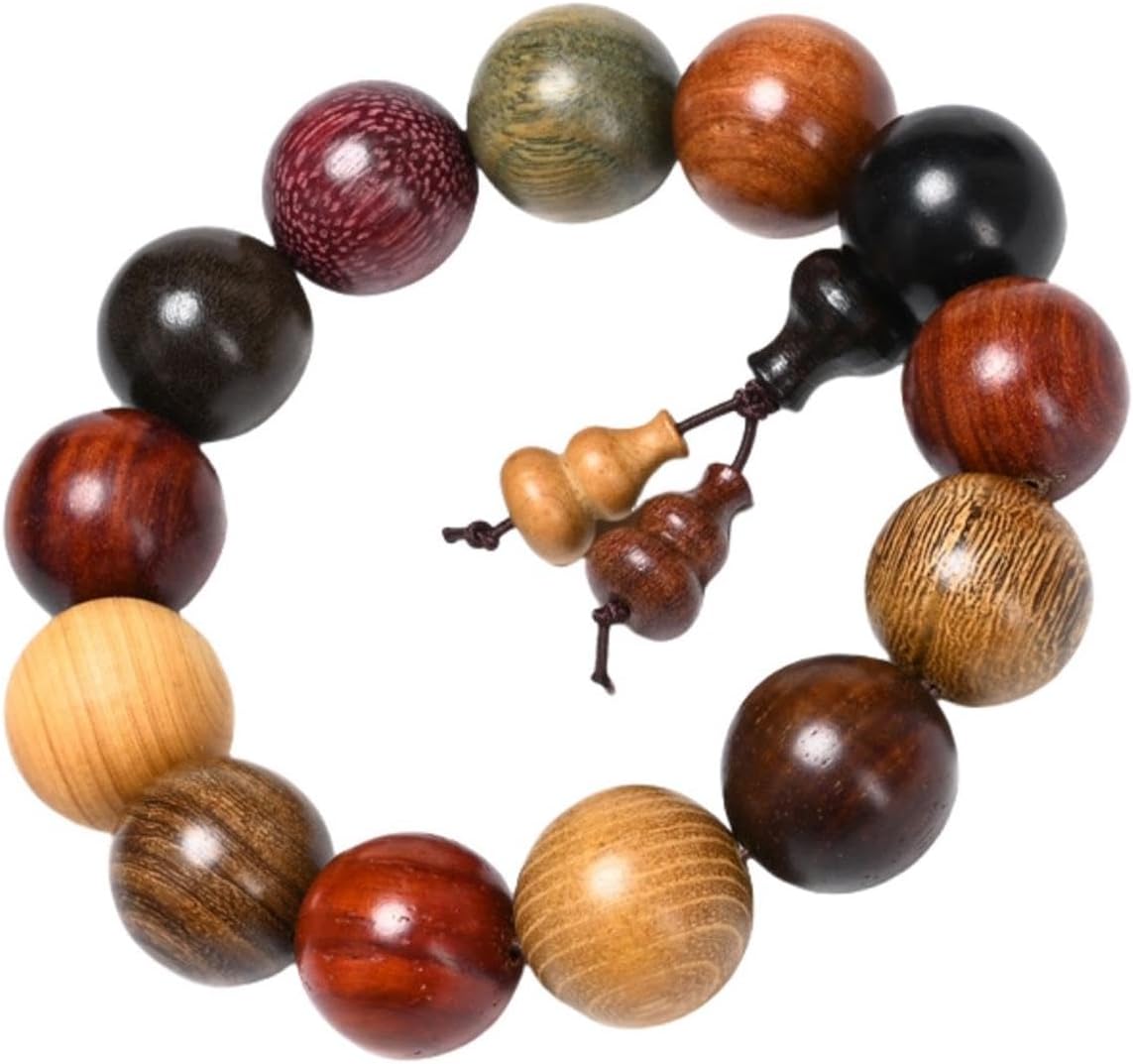 Handcrafted Wooden Bead Bracelet in Mixed Natural Wood Colors, Prayer Bracelet for Men or Women, 1 Piece
