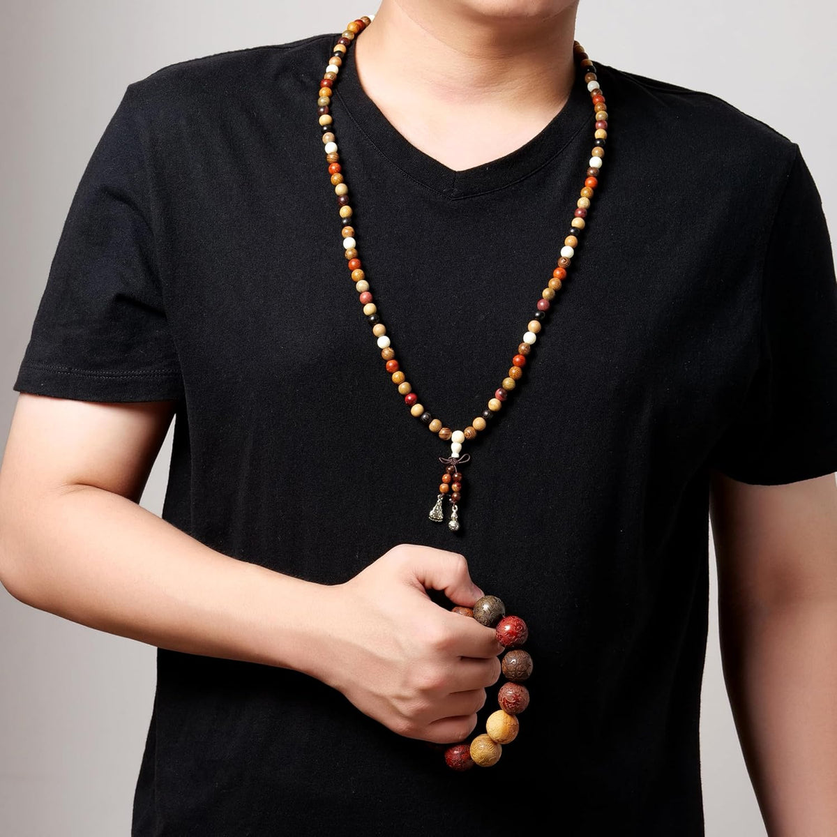 Handcrafted Wooden Bead Bracelet, Multi-Color Prayer Bracelet, 1 Piece