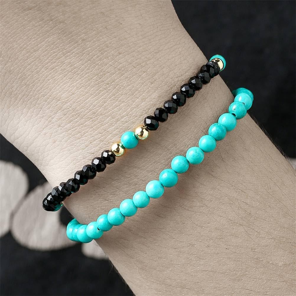 Puka Shell Bracelet for Men Wooden Bracelets Turquoise Stack Beaded Minimalist Trendy Jewelry for Friend Gift