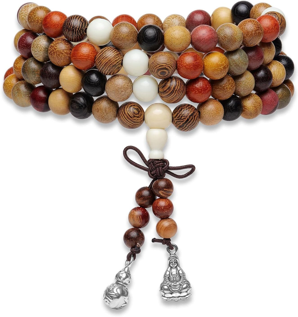 Handcrafted Wooden Bead Bracelet, Multi-Color Prayer Bracelet, 1 Piece
