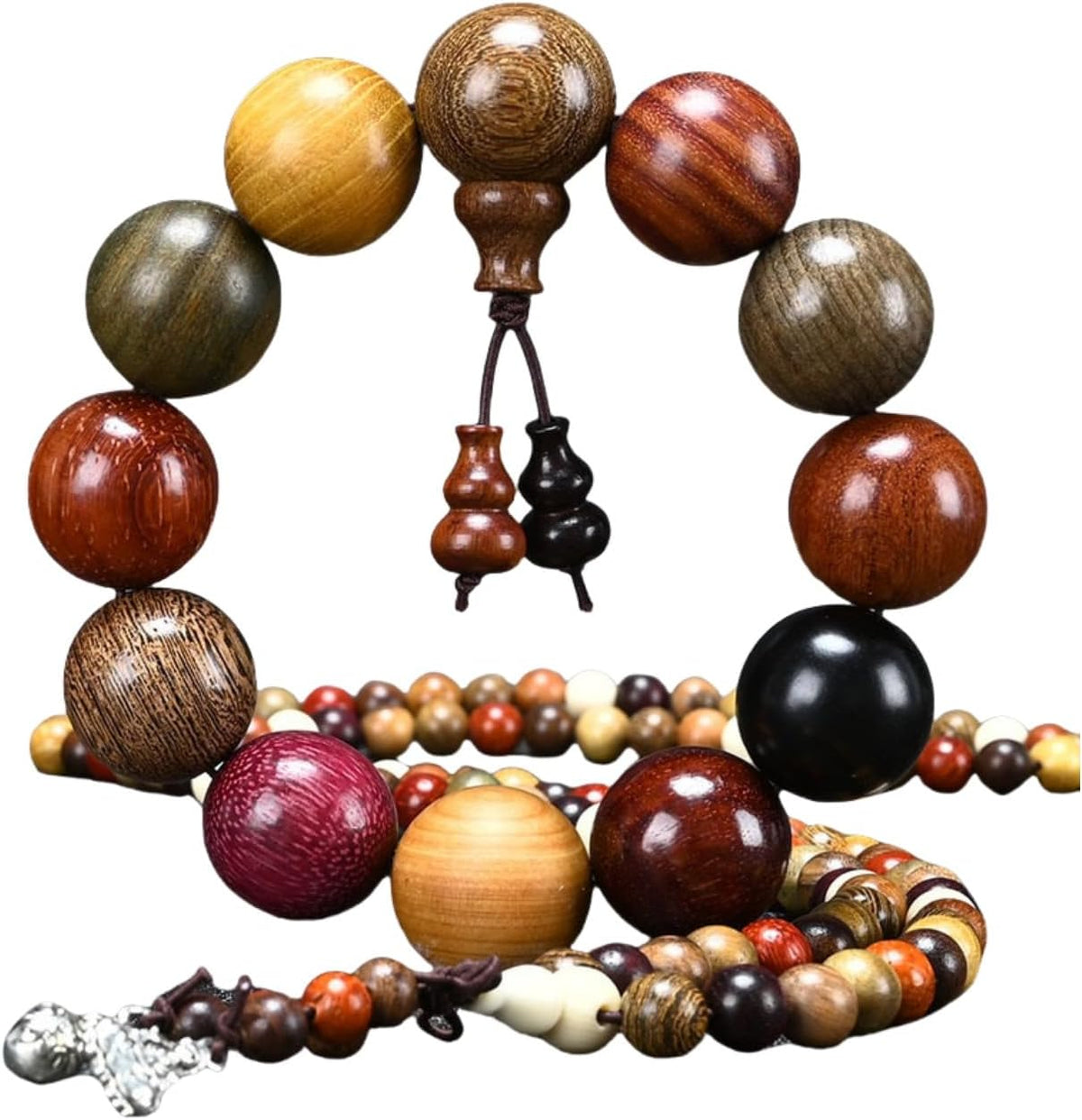 Handcrafted Wooden Bead Bracelet, Multi-Color Prayer Bracelet, 1 Piece