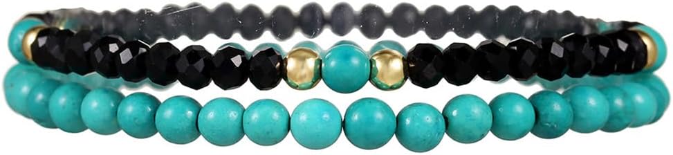 Puka Shell Bracelet for Men Wooden Bracelets Turquoise Stack Beaded Minimalist Trendy Jewelry for Friend Gift