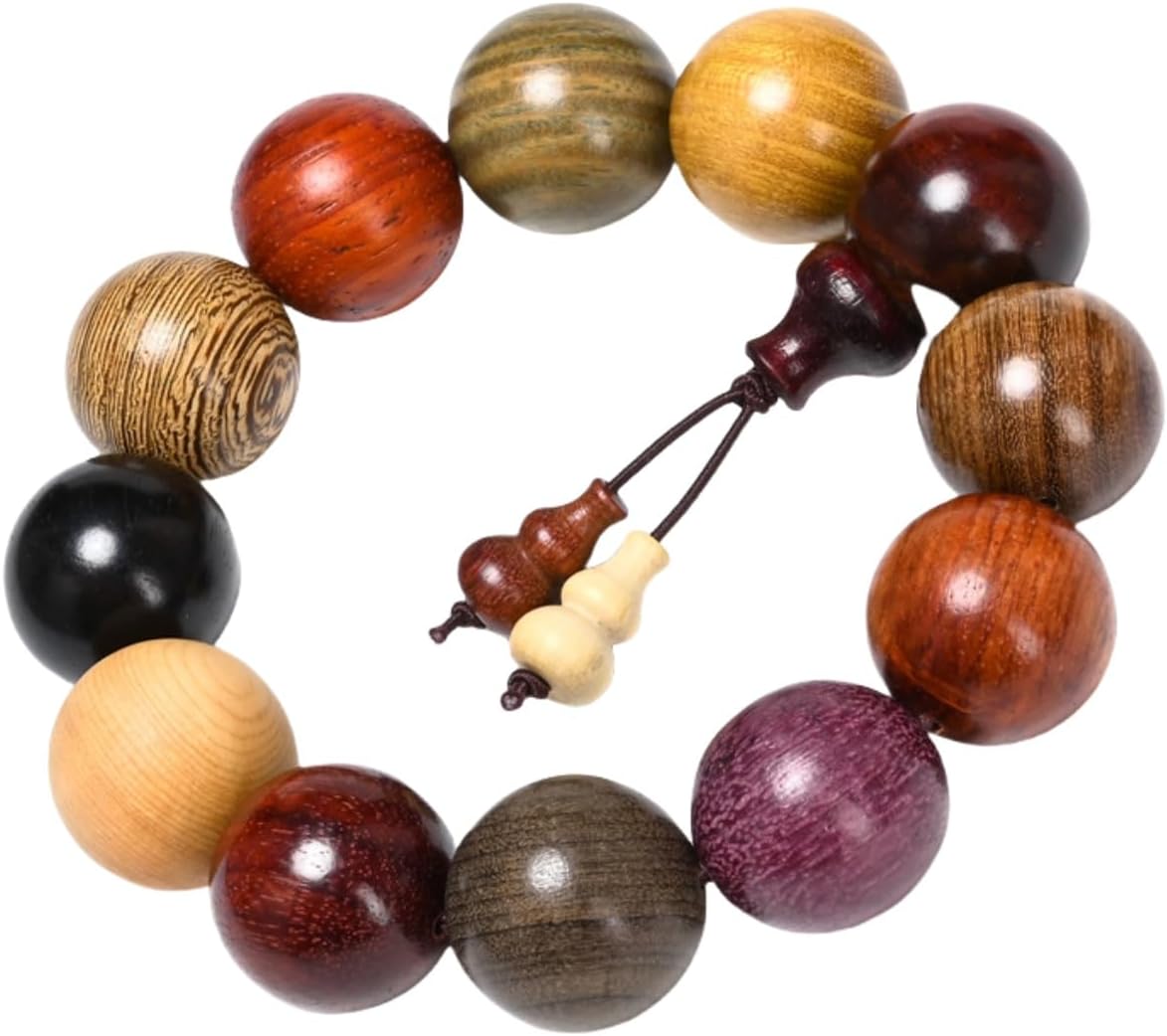 Wooden Prayer Bead Bracelet, Traditional Buddhist Mala Bracelet, 1 Piece