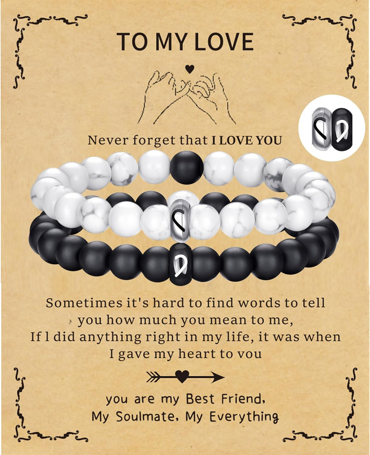 Tiger Eye Bracelet For Men 8MM Natural Stone Stretch Adjustable Black Crystal Beaded Bracelet for Men Women Gifts