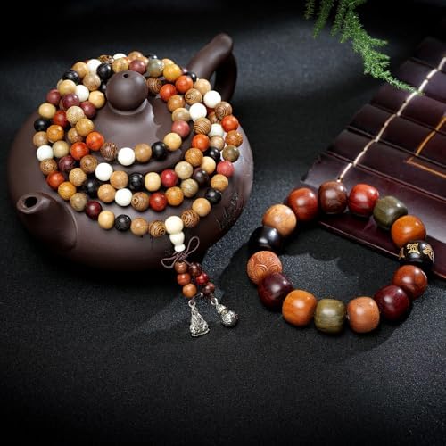 Handcrafted Wooden Bead Bracelet, Multi-Color Prayer Bracelet, 1 Piece