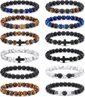 12PCS Beaded Bracelets for Men 8MM