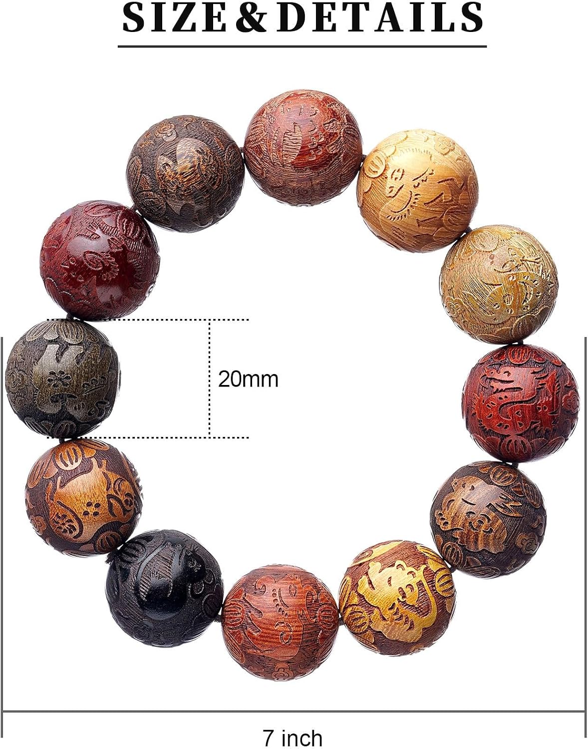 Handcrafted Wooden Bead Bracelet, Multi-Color Prayer Bracelet, 1 Piece