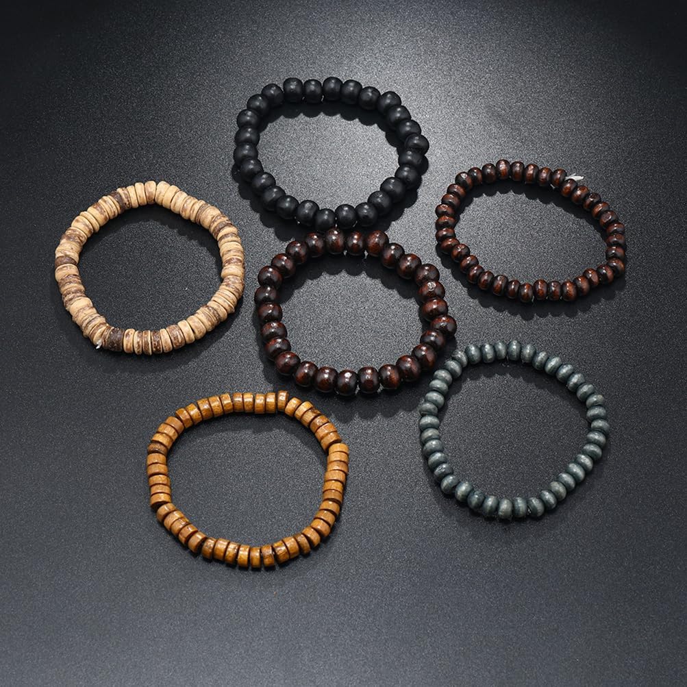 Puka Shell Bracelet for Men Wooden Bracelets Turquoise Stack Beaded Minimalist Trendy Jewelry for Friend Gift