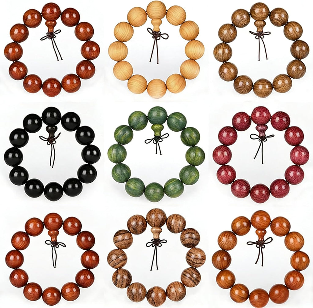 Wooden Prayer Bead Bracelet, Traditional Buddhist Mala Bracelet, 1 Piece