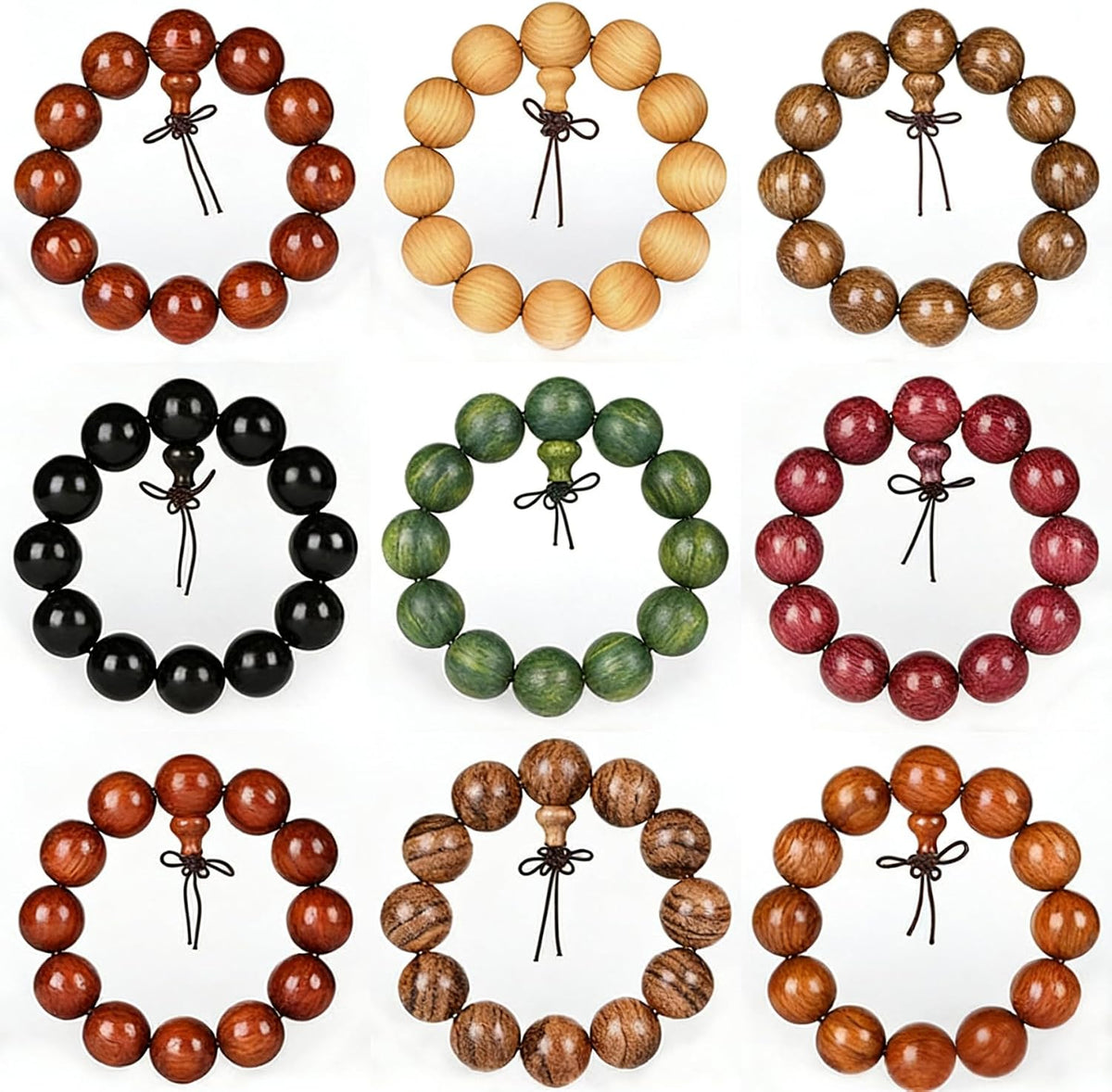 Wooden Prayer Bead Bracelet, Traditional Buddhist Mala Bracelet, 1 Piece