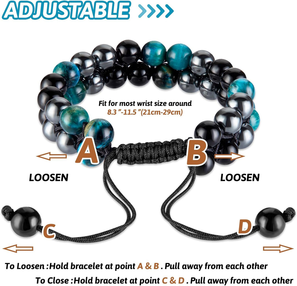 Tiger Eye Bracelets for Men Women, Triple Protection Bracelet