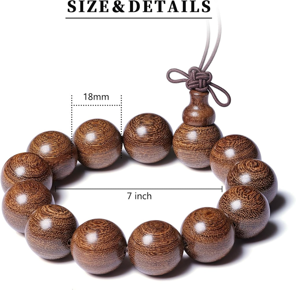 Wooden Prayer Bead Bracelet, Traditional Buddhist Mala Bracelet, 1 Piece