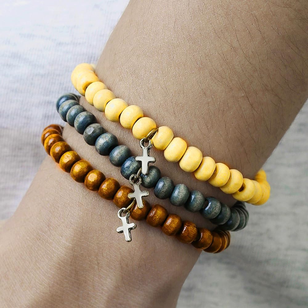 Puka Shell Bracelet for Men Wooden Bracelets Turquoise Stack Beaded Minimalist Trendy Jewelry for Friend Gift