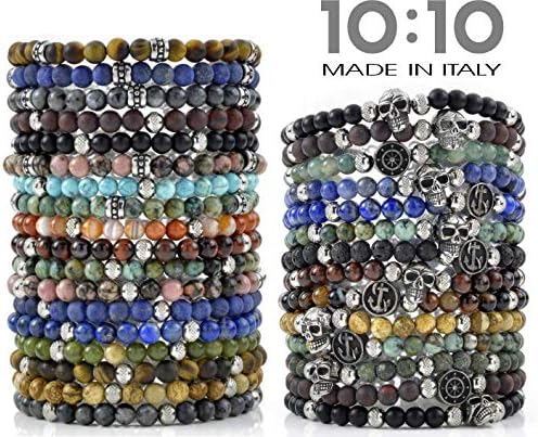 10:10 Beaded Bracelet For Men & Women, Natural Stone 6 MM Made In Italy