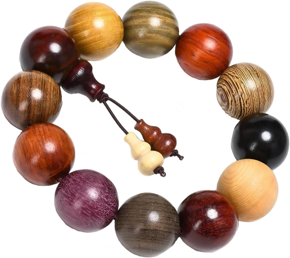 Handcrafted Wooden Bead Bracelet in Mixed Natural Wood Colors, Prayer Bracelet for Men or Women, 1 Piece