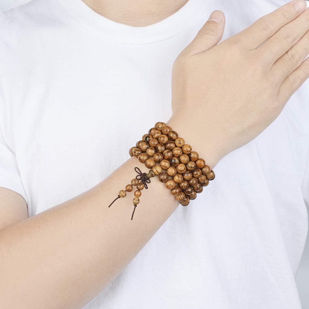 Mala Beads Bracelet 108 8mm Prayer Meditation Sandalwood Elastic…