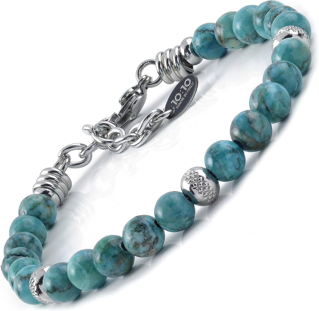 10:10 Beaded Bracelet For Men & Women, Natural Stone 6 MM Made In Italy