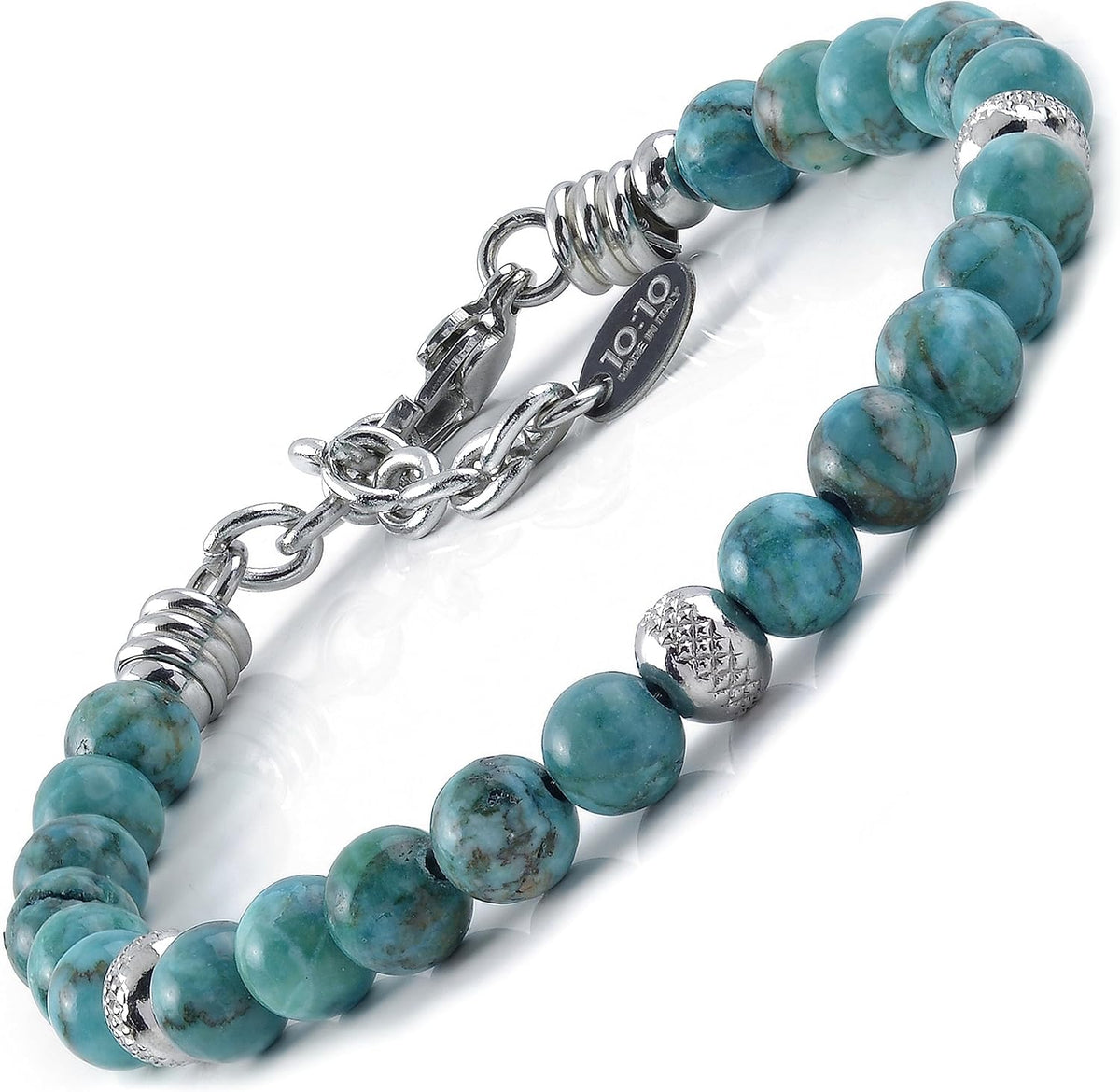 10:10 Beaded Bracelet For Men & Women, Natural Stone 6 MM Made In Italy