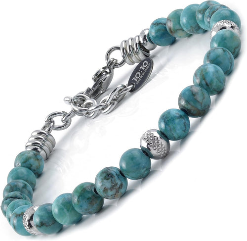 10:10 Beaded Bracelet For Men & Women, Natural Stone 6 MM Made In Italy