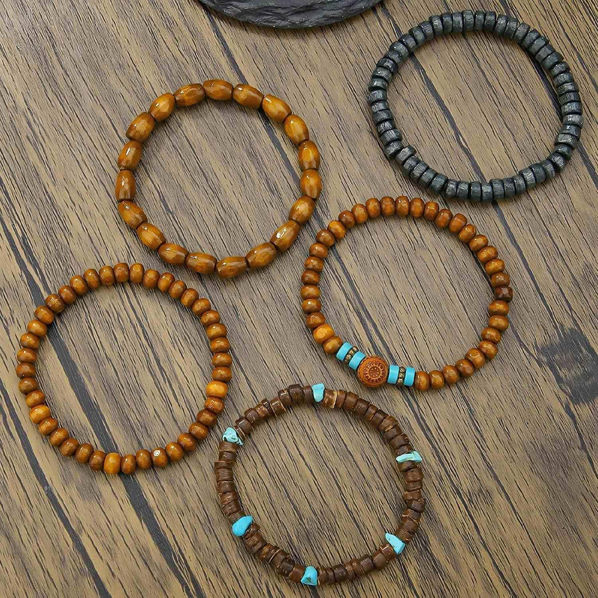 Puka Shell Bracelet for Men Wooden Bracelets Turquoise Stack Beaded Minimalist Trendy Jewelry for Friend Gift