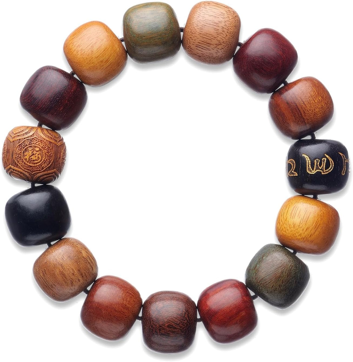 Handcrafted Wooden Bead Bracelet, Multi-Color Prayer Bracelet, 1 Piece