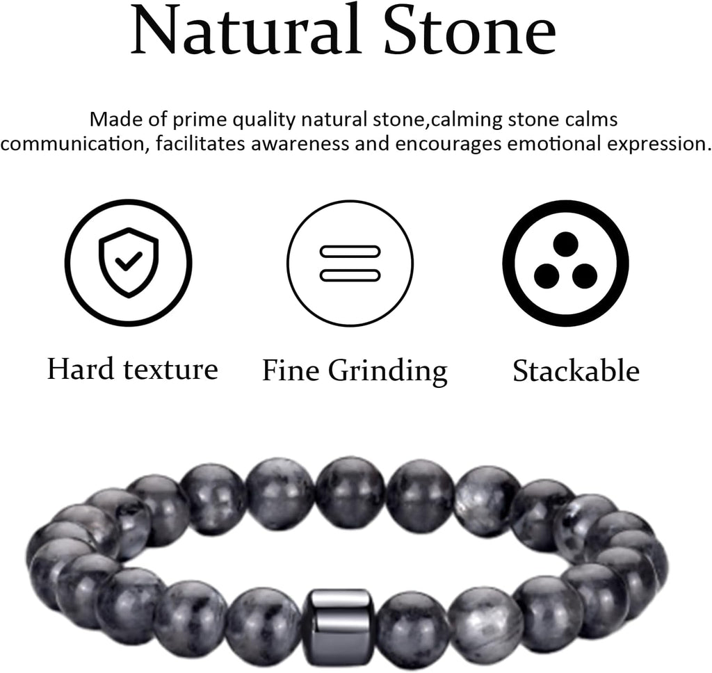 Tiger Eye Bracelet For Men 8MM Natural Stone Stretch Adjustable Black Crystal Beaded Bracelet for Men Women Gifts