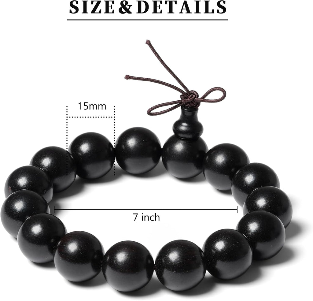 Beads 15 mm Diameter, 15 pcs, Handcrafted Natural Wooden