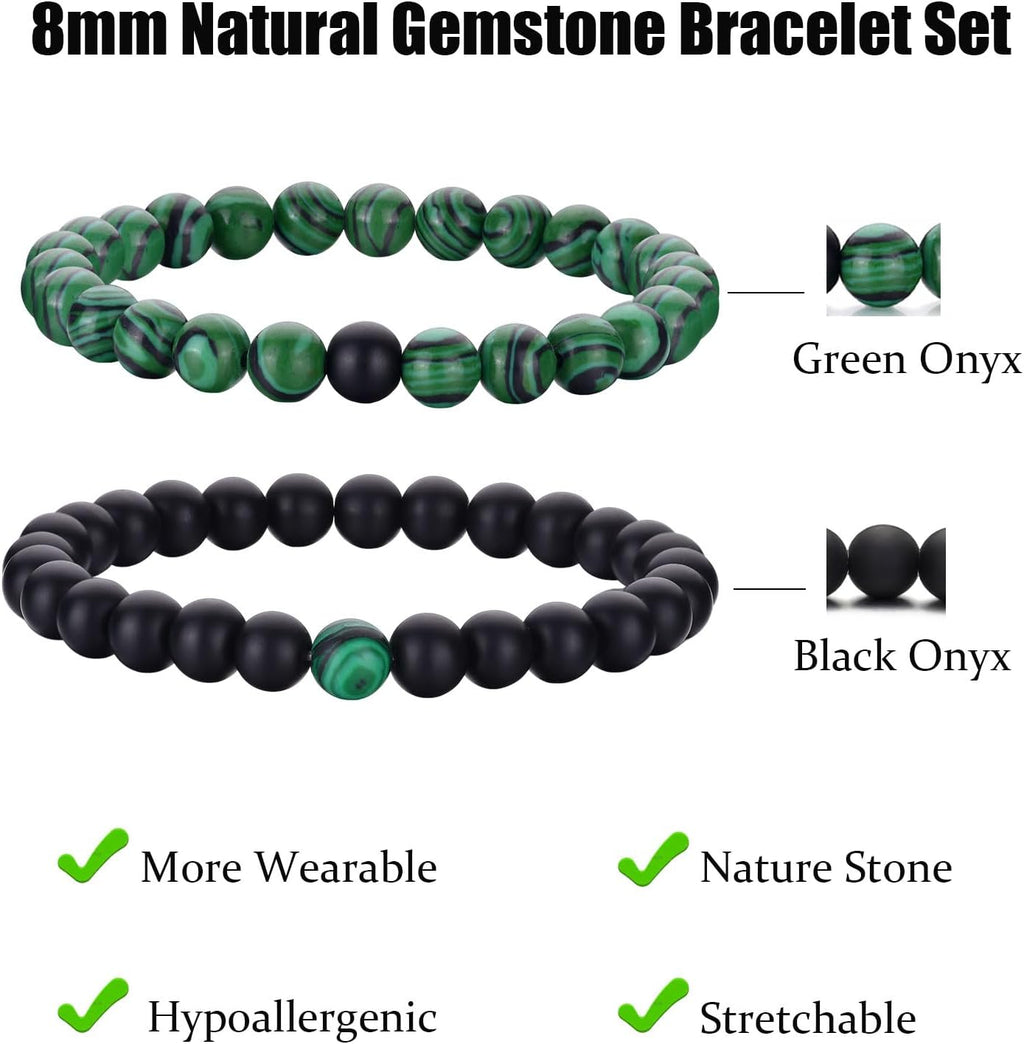 Tiger Eye Bracelet For Men 8MM Natural Stone Stretch Adjustable Black Crystal Beaded Bracelet for Men Women Gifts