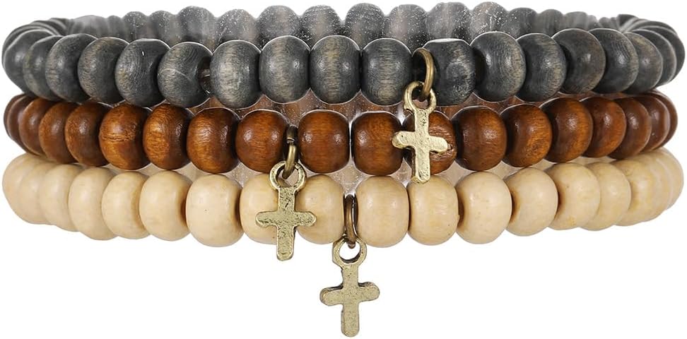 Puka Shell Bracelet for Men Wooden Bracelets Turquoise Stack Beaded Minimalist Trendy Jewelry for Friend Gift