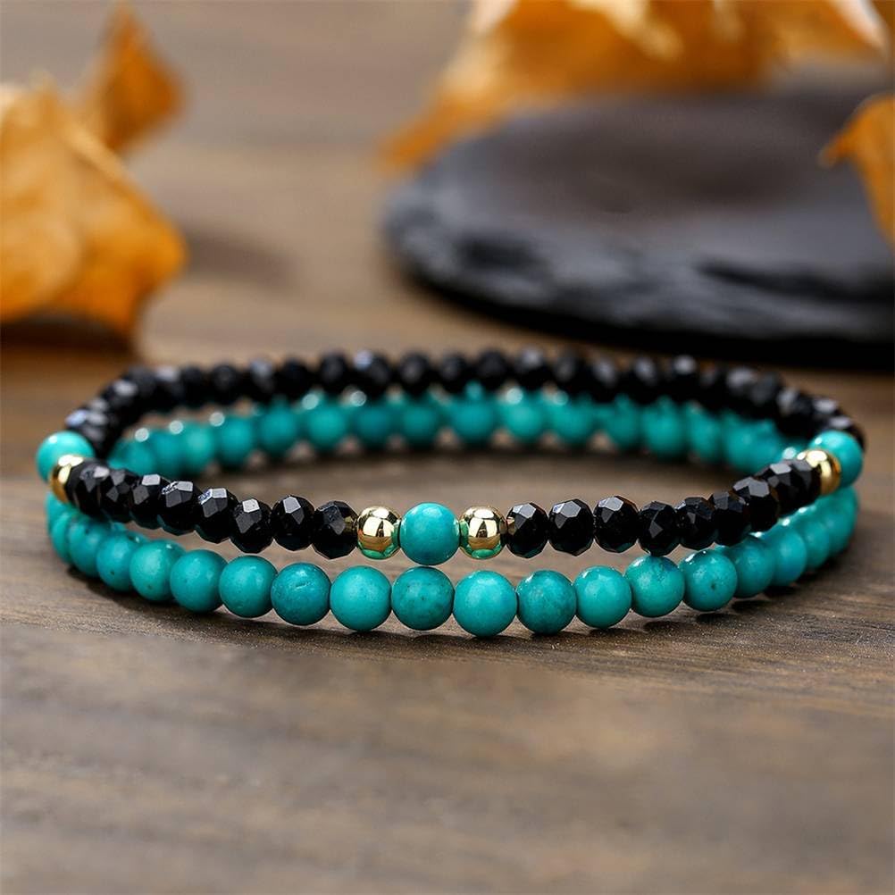 Puka Shell Bracelet for Men Wooden Bracelets Turquoise Stack Beaded Minimalist Trendy Jewelry for Friend Gift