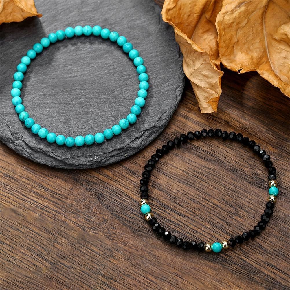 Puka Shell Bracelet for Men Wooden Bracelets Turquoise Stack Beaded Minimalist Trendy Jewelry for Friend Gift