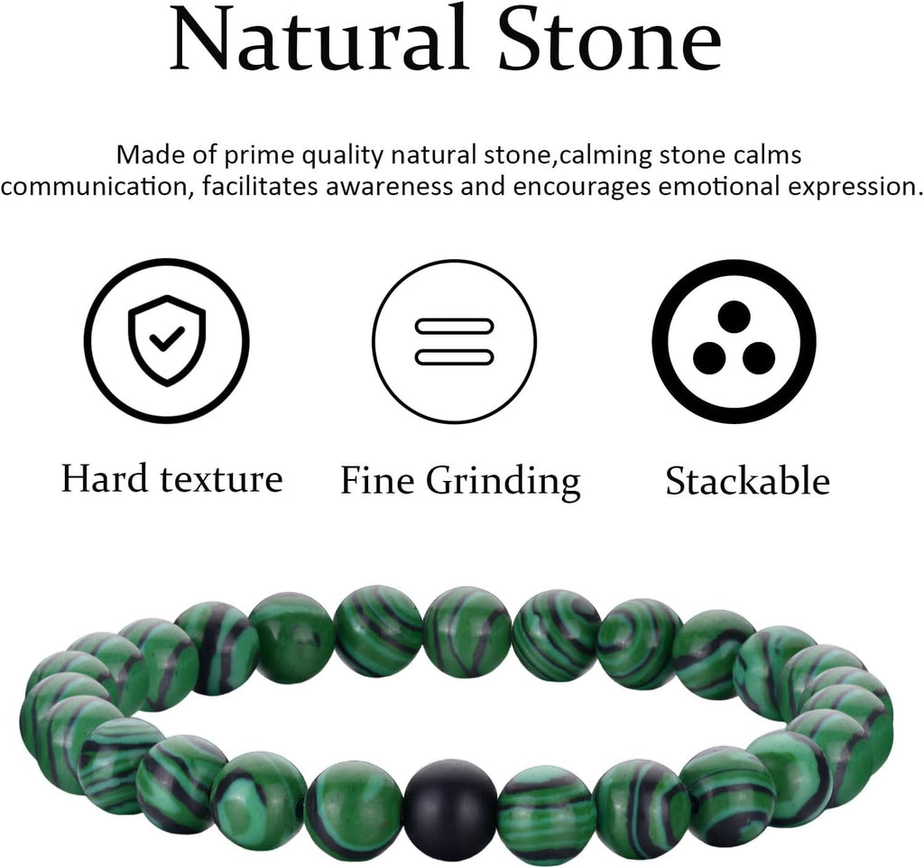 Tiger Eye Bracelet For Men 8MM Natural Stone Stretch Adjustable Black Crystal Beaded Bracelet for Men Women Gifts