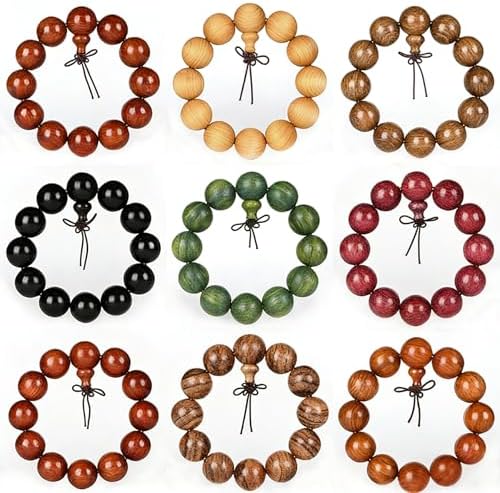 Wooden Prayer Bead Bracelet, Traditional Buddhist Mala Bracelet, 1 Piece